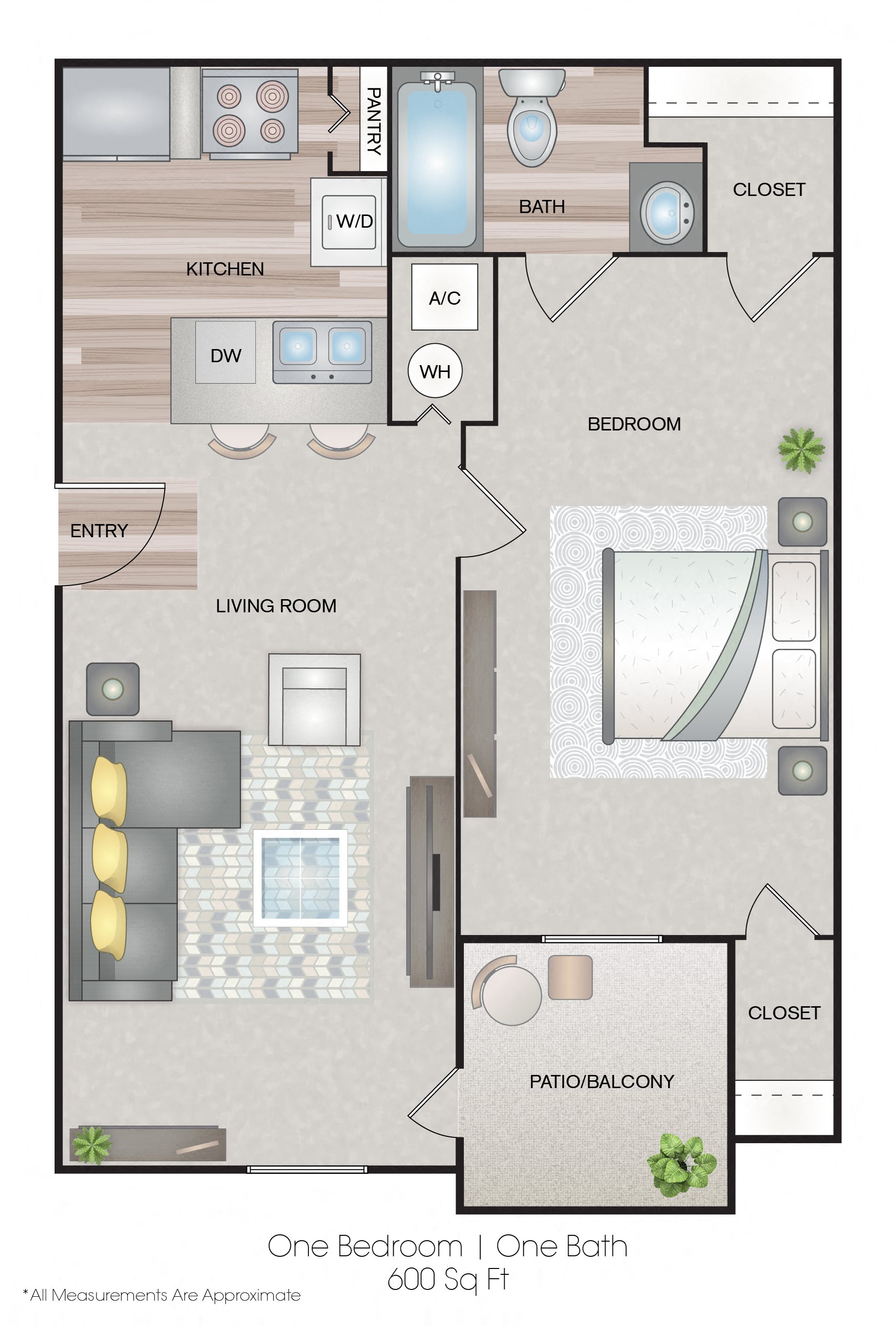 one bedroom one bath 1 bedroom 1 bath 600 square feet